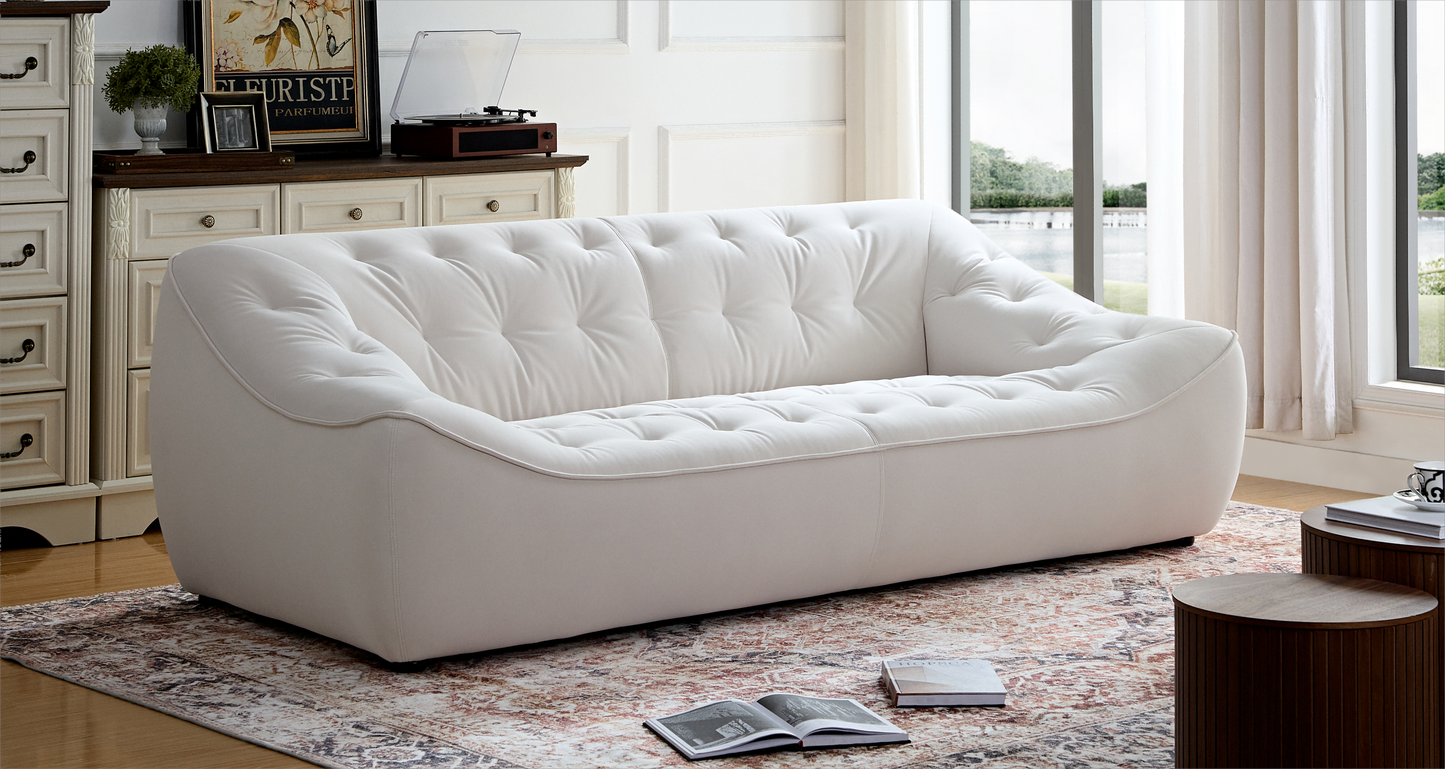 WKS10W White  sofa with , durable fabric, solid wood frame, high density sponge filler