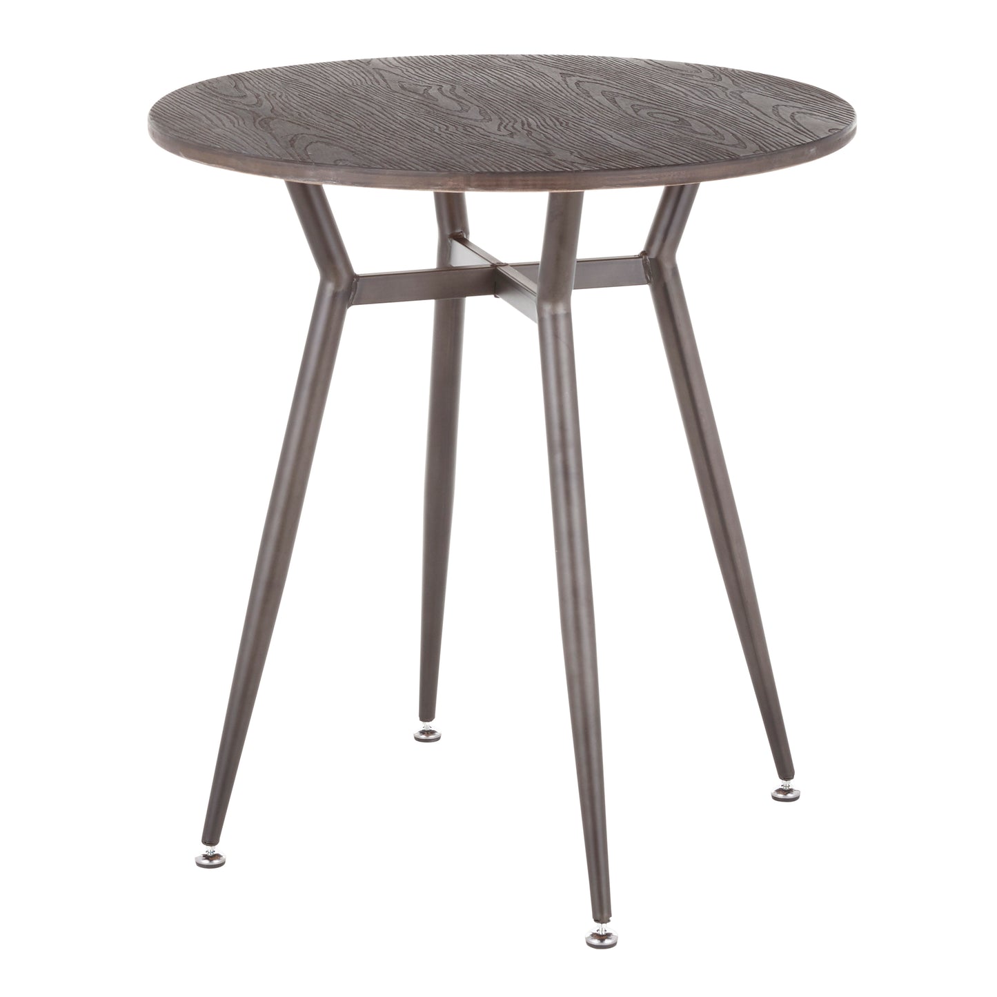 Clara Industrial Round Dinette Table in Antique Metal and Espresso Wood-Pressed Grain Bamboo by LumiSource