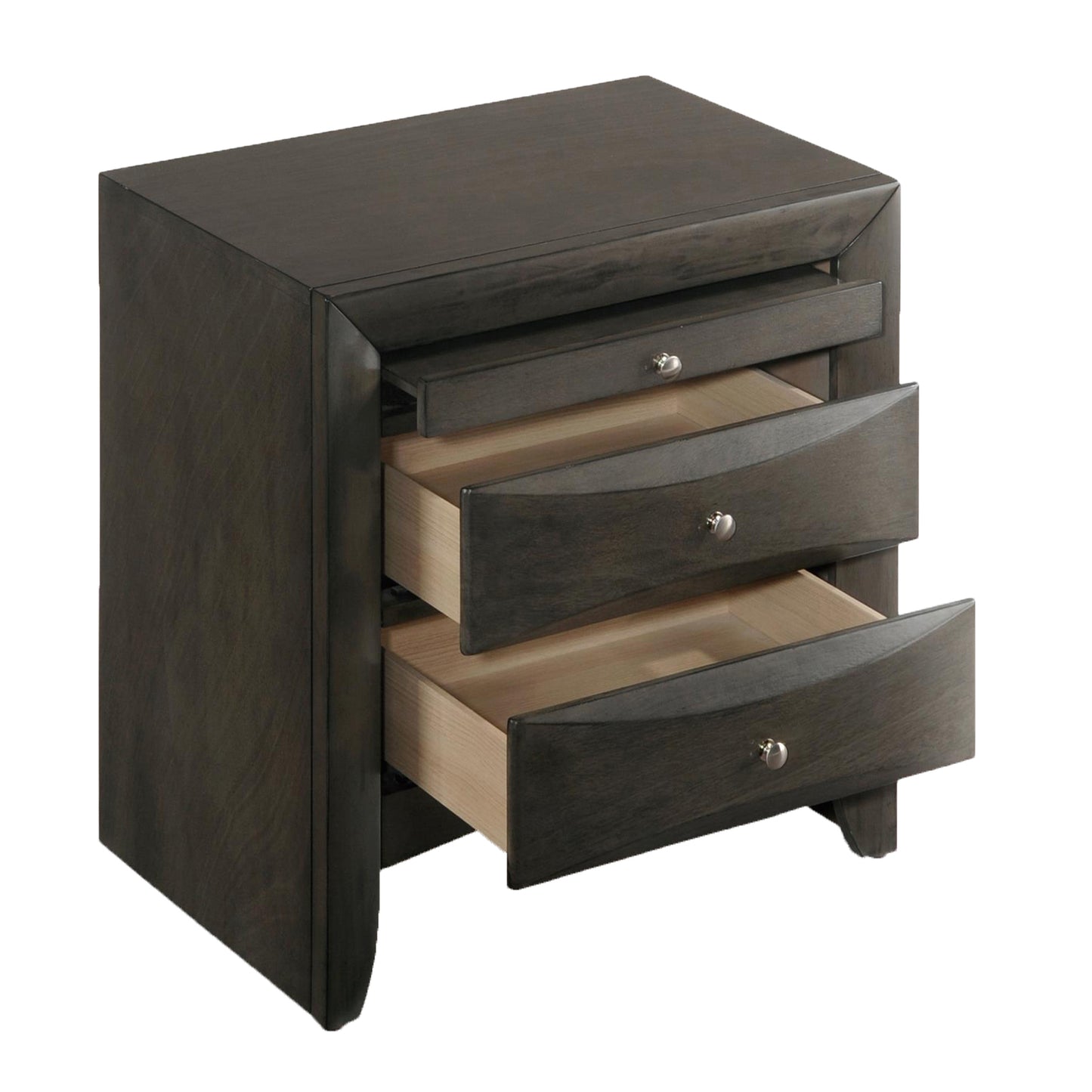 Grey Oak Nightstand with 2 Drawers