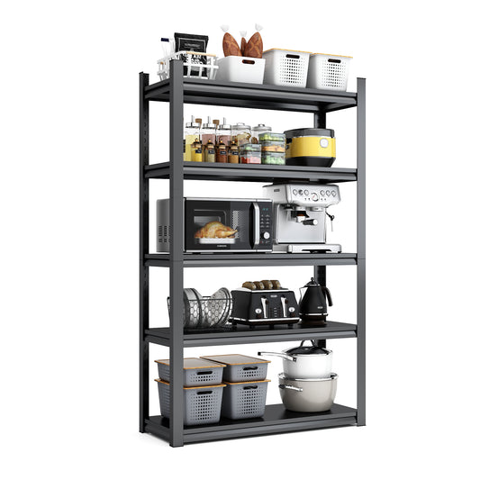 72"H  5 Tier Metal Shelves for Storage Garage Shelving 2000LBS Heavy Duty Storage Shelves Adjustable Garage Shelf Industrial Shelving Unit Storage Utility Rack,35.4"W*15.7"D*72"H,Black