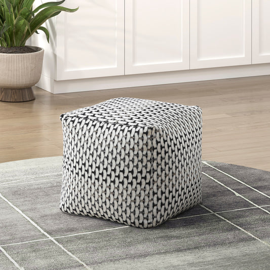 Square Pouf Jacquard Fabric Upholstery Modern Ottoman, Footstool, Non-Slip Floor Pouf, Bean Bag Chair, 1pc Sitting Pouf