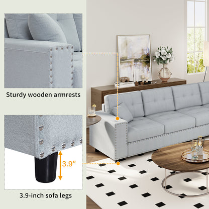 U_Style 109.2''L-shaped Modular Sectional Sofa with Removable  Back Cushions and 2 Pillows, Suitable for Living rooms, Offices, and Apartments