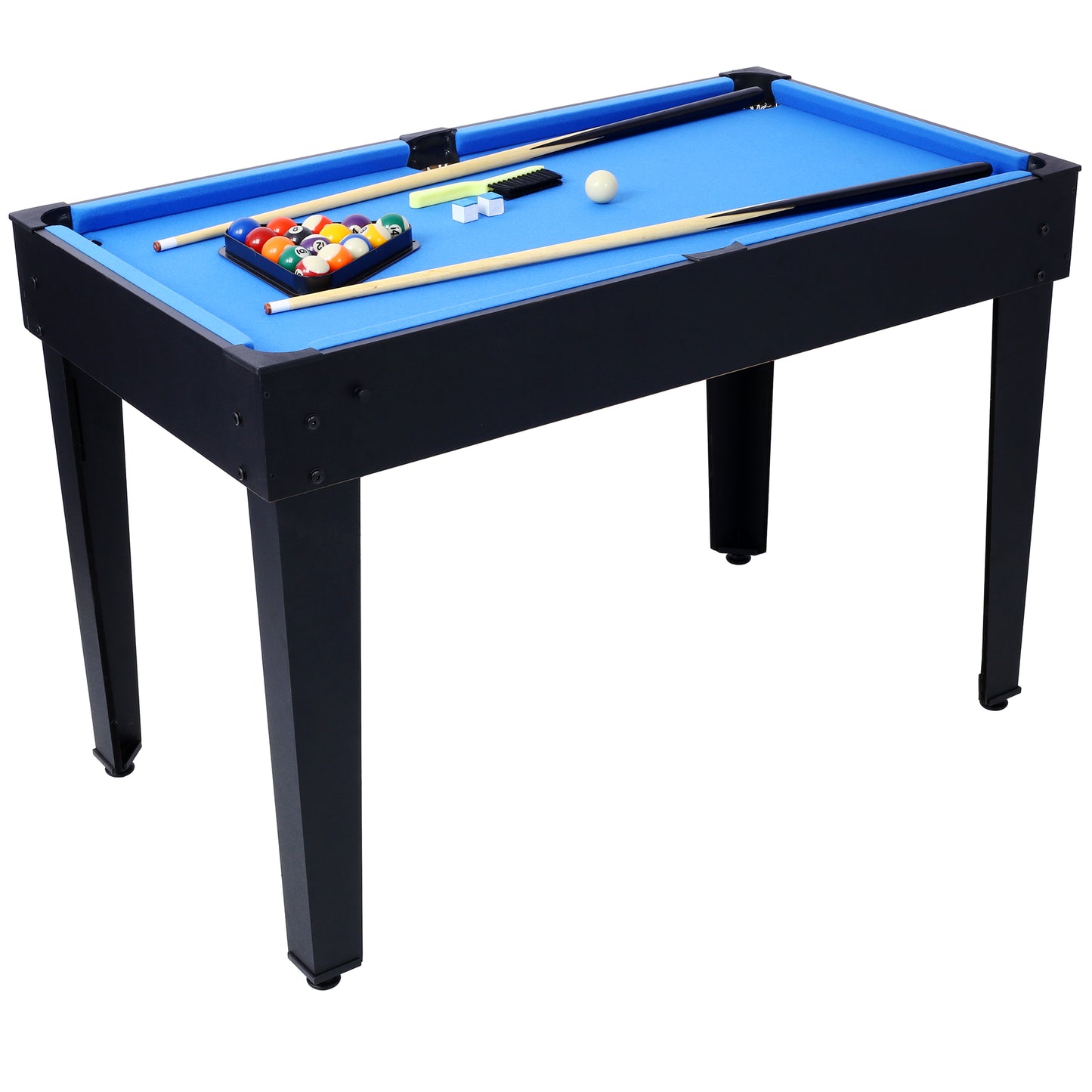 5-in-1 Multi-Game Table - Billiards, Push Hockey, Foosball, Ping Pong, and Basketball black/blue