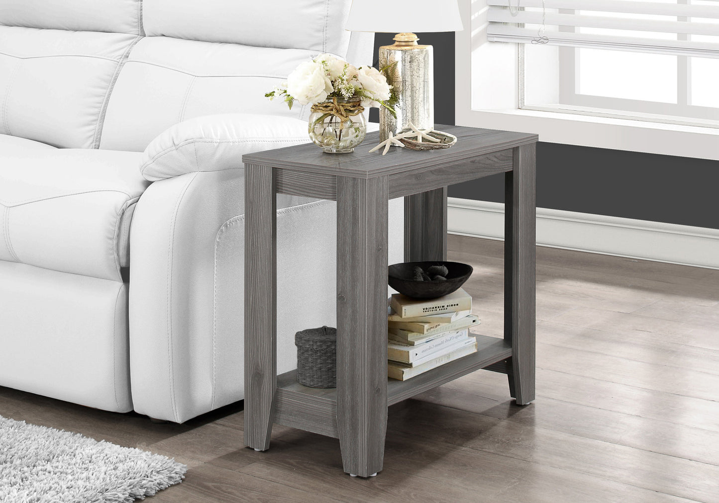 Accent Table, Side, End, Nightstand, Lamp, Living Room, Bedroom, Grey Laminate, Transitional