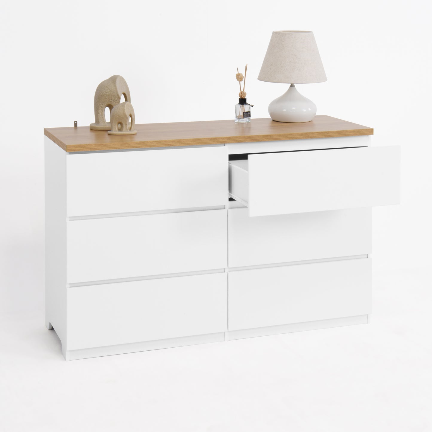 6 Drawer Storage Cabinet ,Dresser, Wood Storage Tower Clothes Organizer, Wide Chest of 6 Drawers, Large Storage Space for Bedroom, Hallway, Entryway Living Room