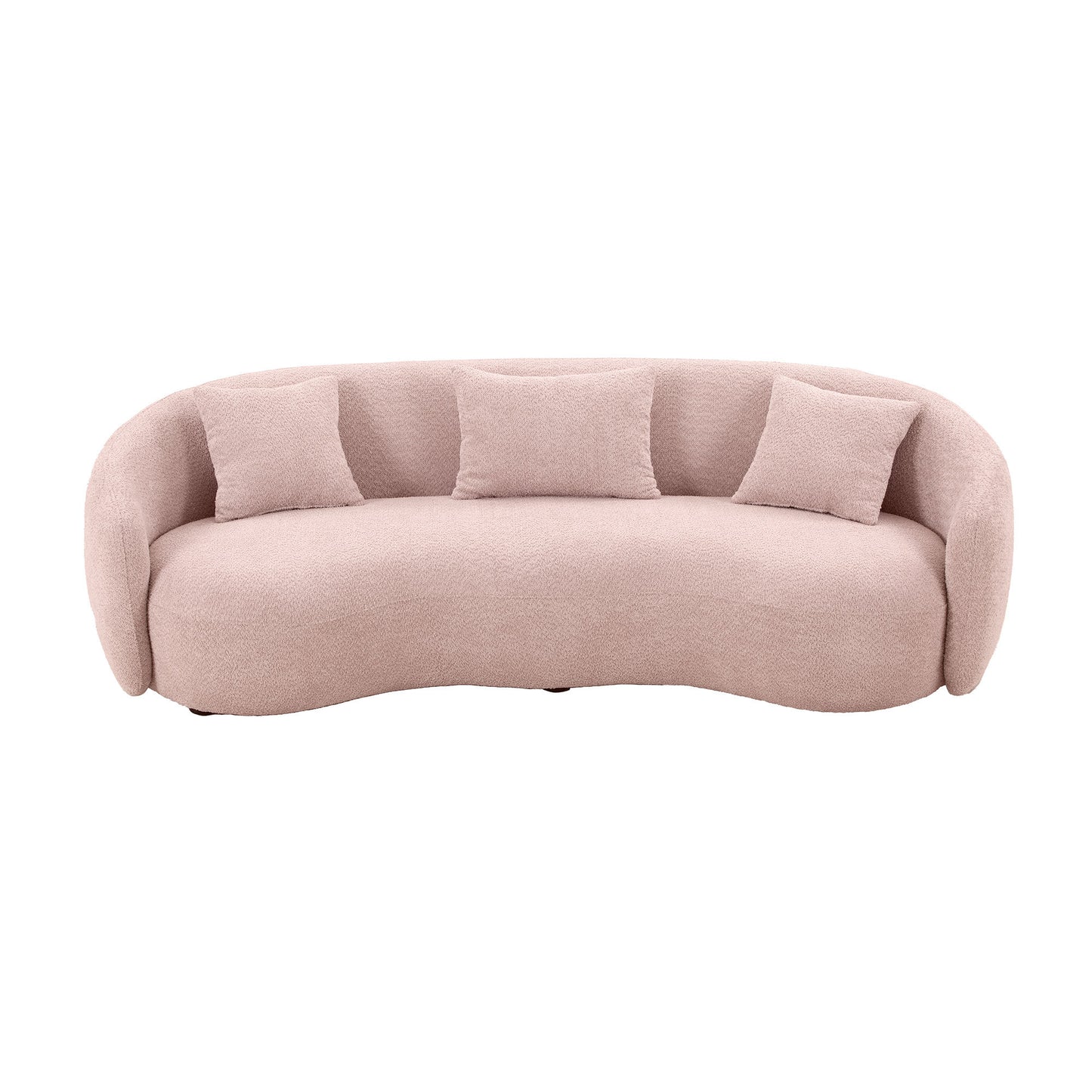 93.6'' Mid Century Modern Curved Living Room Sofa, 4-Seat Boucle Fabric Couch for Bedroom, Office, Apartment,Pink