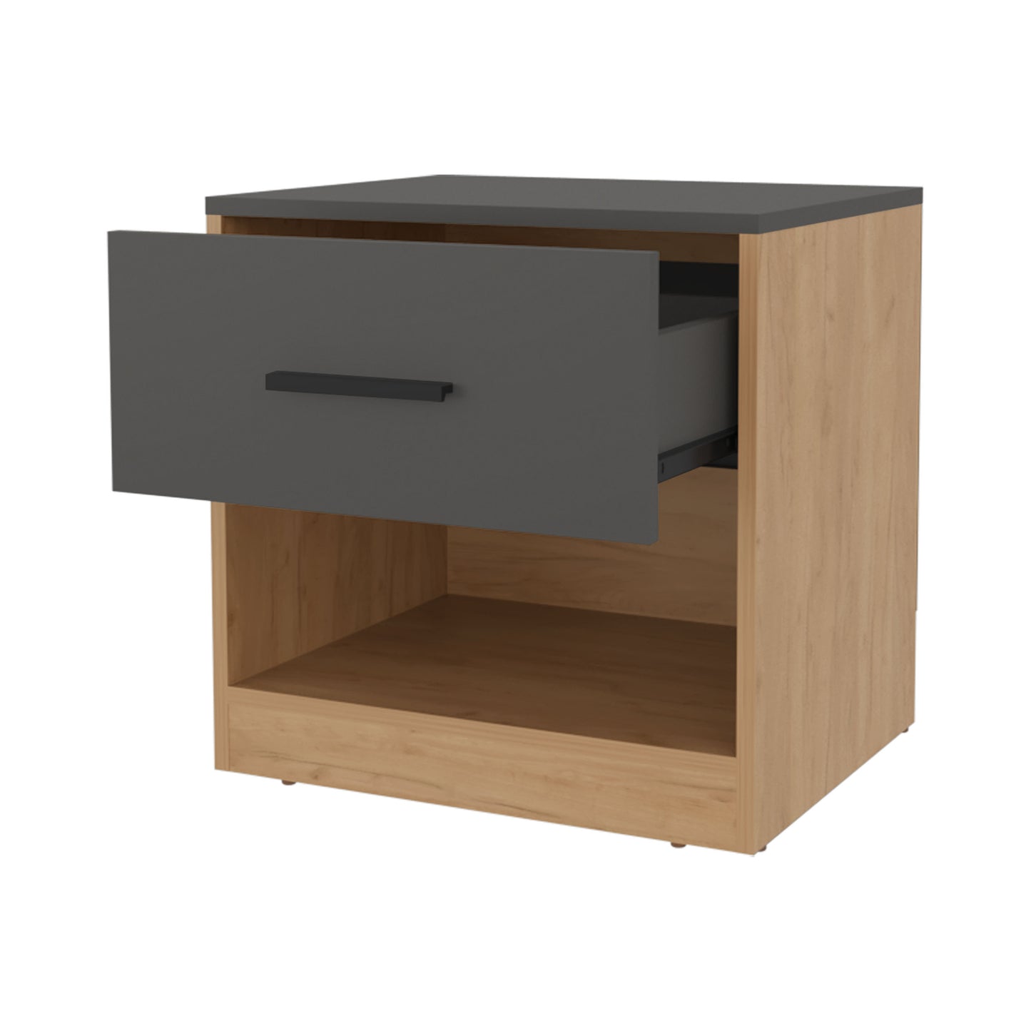 Solomon Nightstand with a Drawer, Natural Oak and Matt Grey