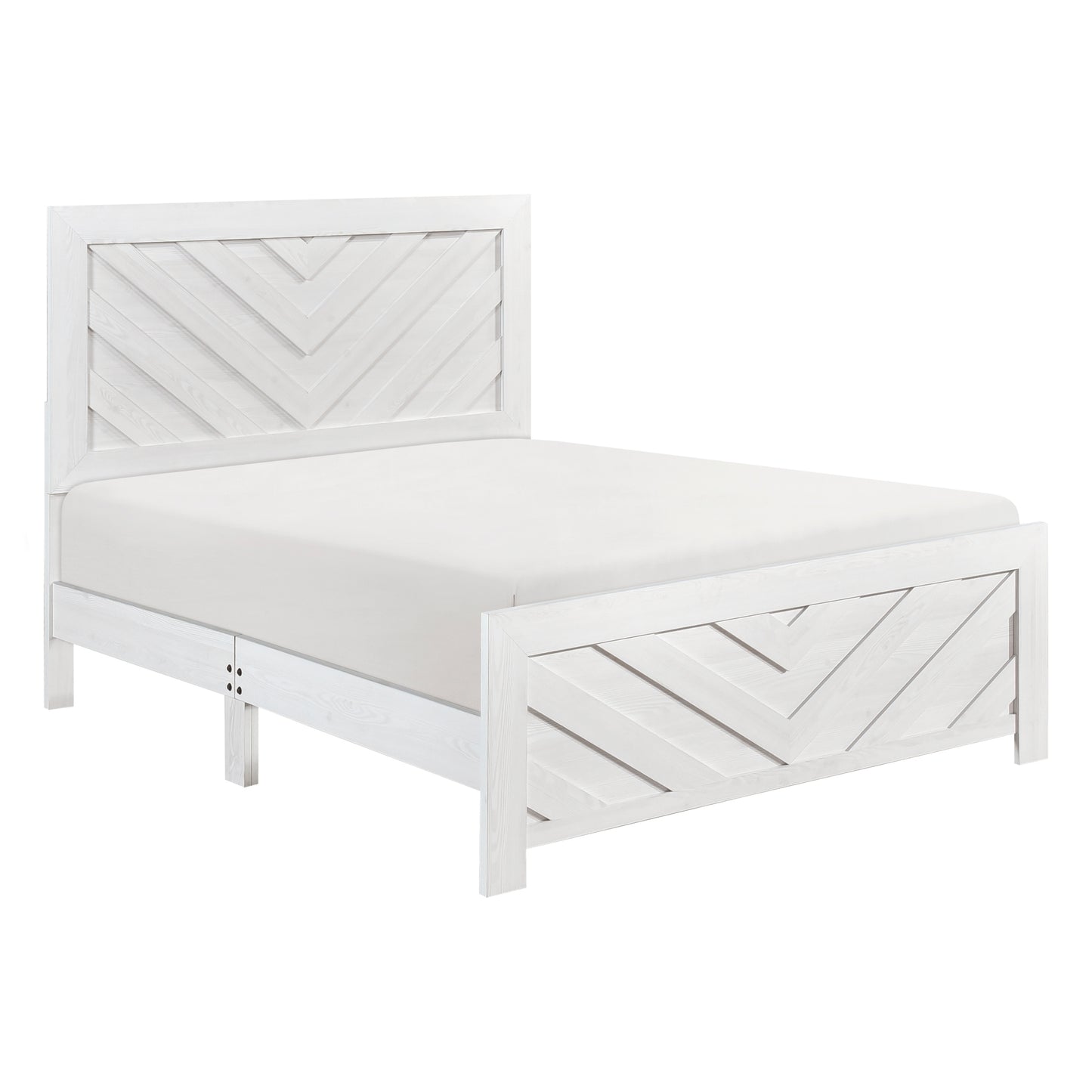 Contemporary White Finish Full Size Panel Bed Wooden Bedroom Furniture 1pc, Bed in a Box