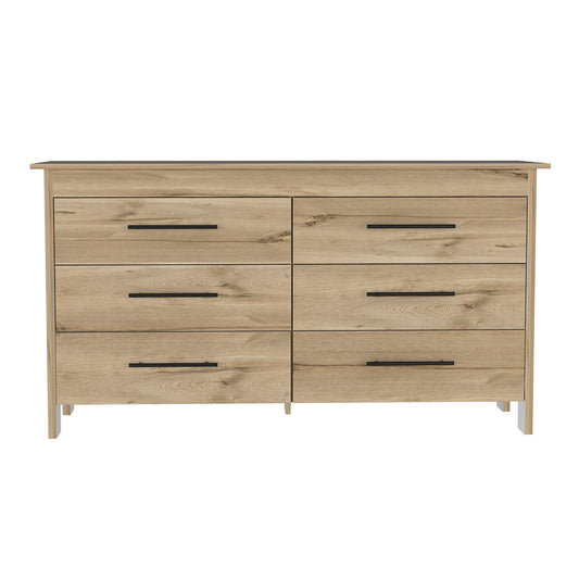 6 Drawer Double Dresser Wezz, Bedroom, Light Oak / White