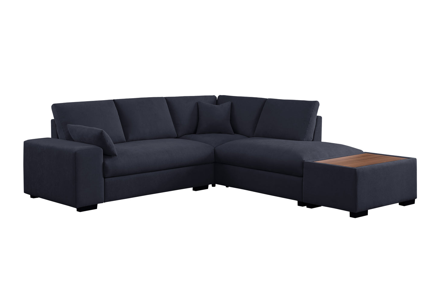 Joshua 100"W Dark Gray Woven Fabric Sectional Sofa with Right Facing Chaise and Console Ottoman