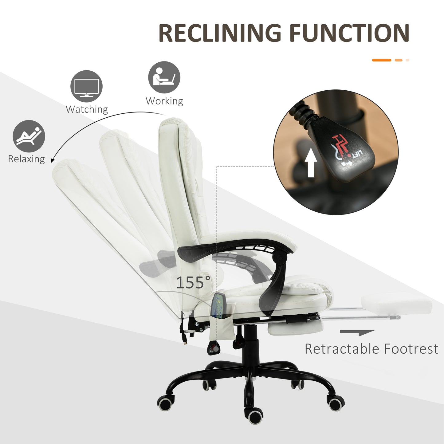Vinsetto 7-Point Vibrating Massage Office Chair, High Back, White