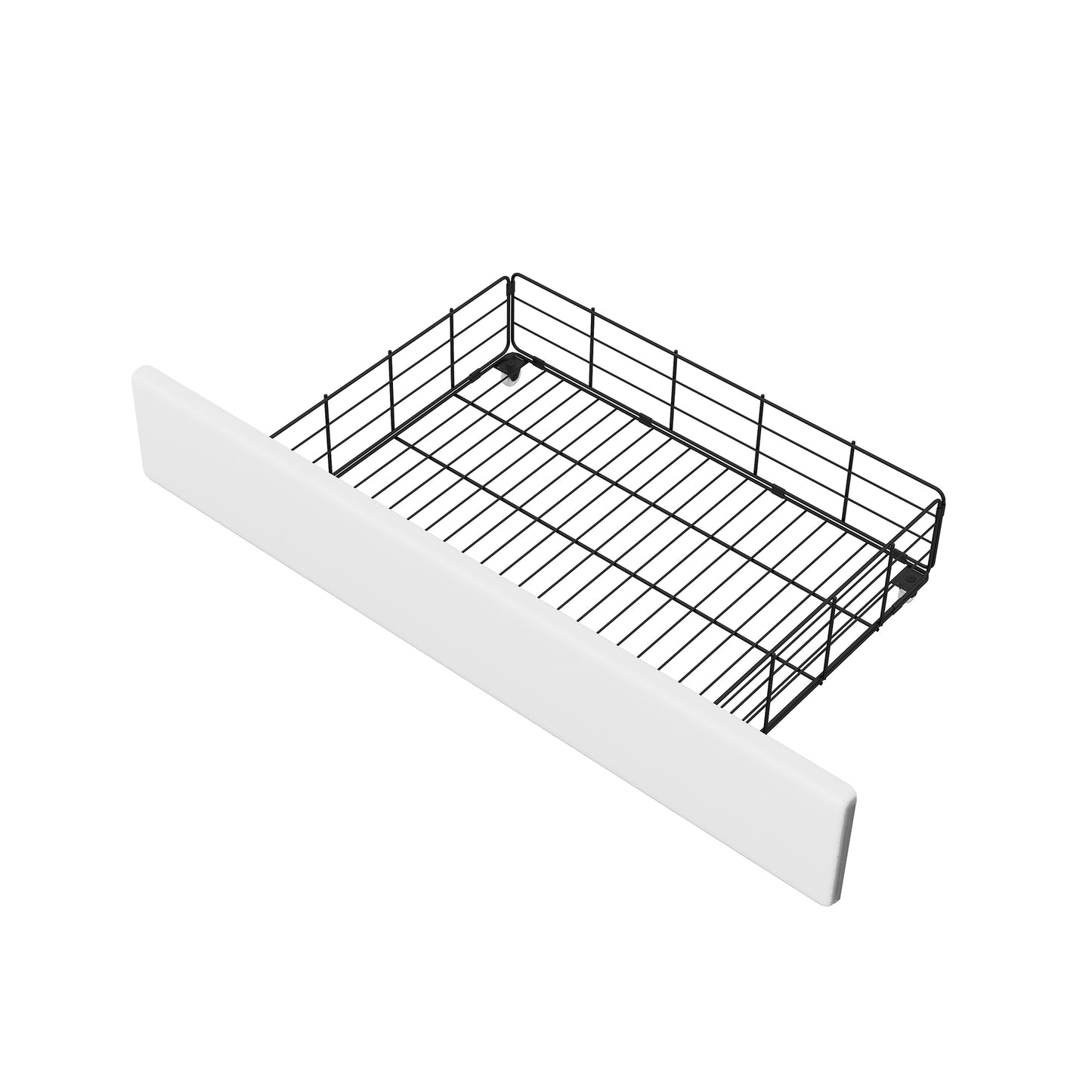 Queen Size Metal Platform Bed with 2 Drawers, White