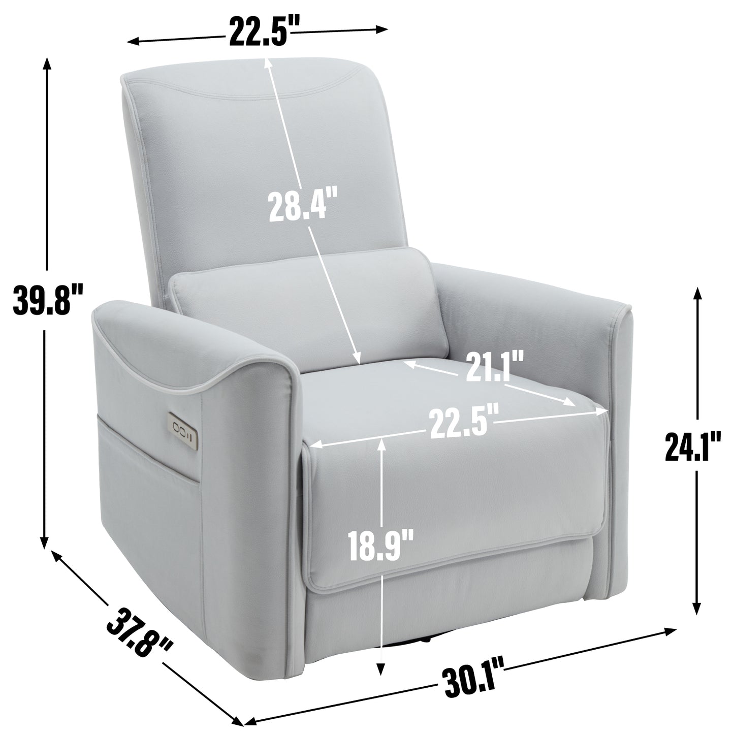 Beige Swivel and Rocker Power Recliner Chair, Heavy Duty Motion Mechanism with USB and Type-C Ports