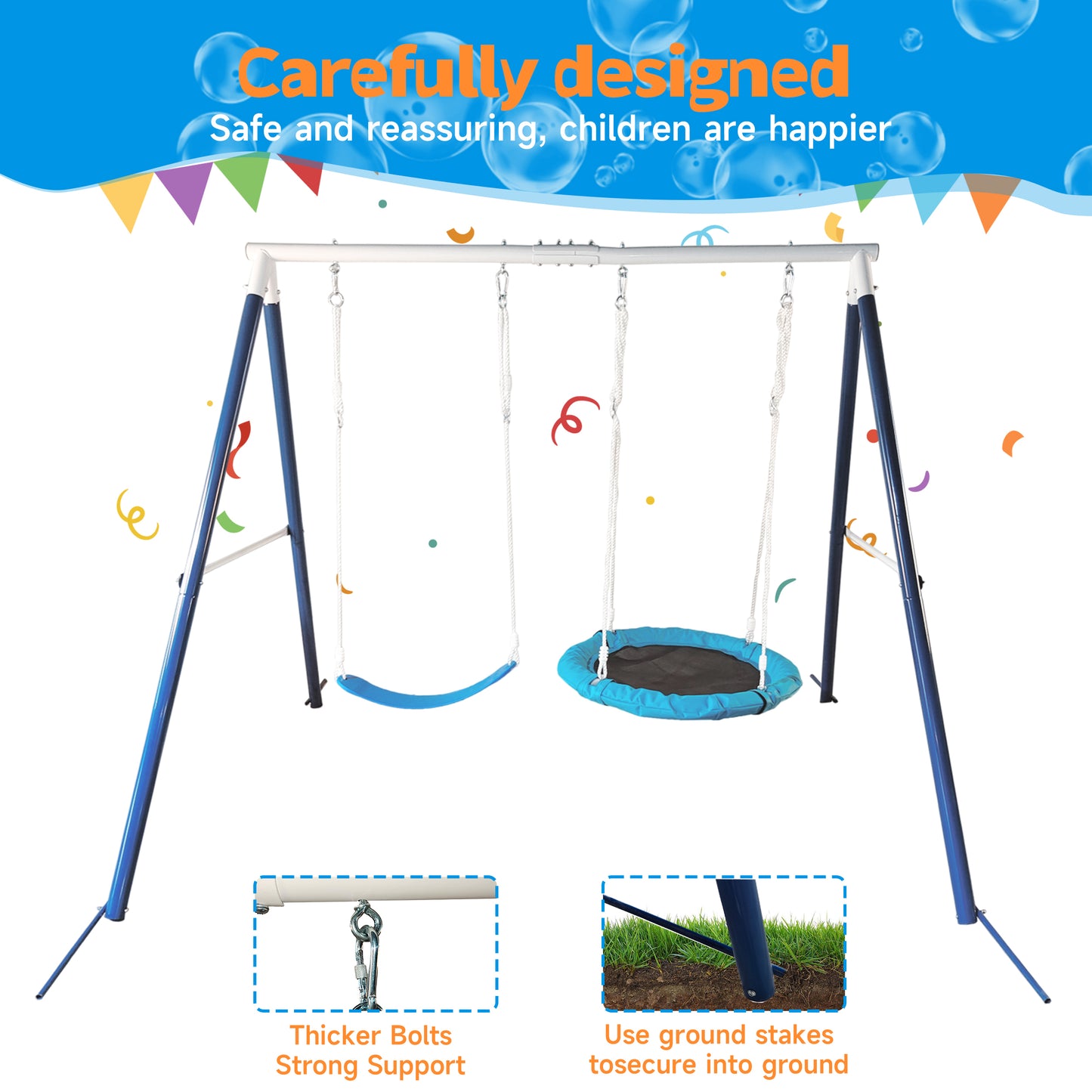 Kids Metal Swing Set for Backyard Outdoor Playground Two Functional Swing Set For Kids Outdoor Equipment