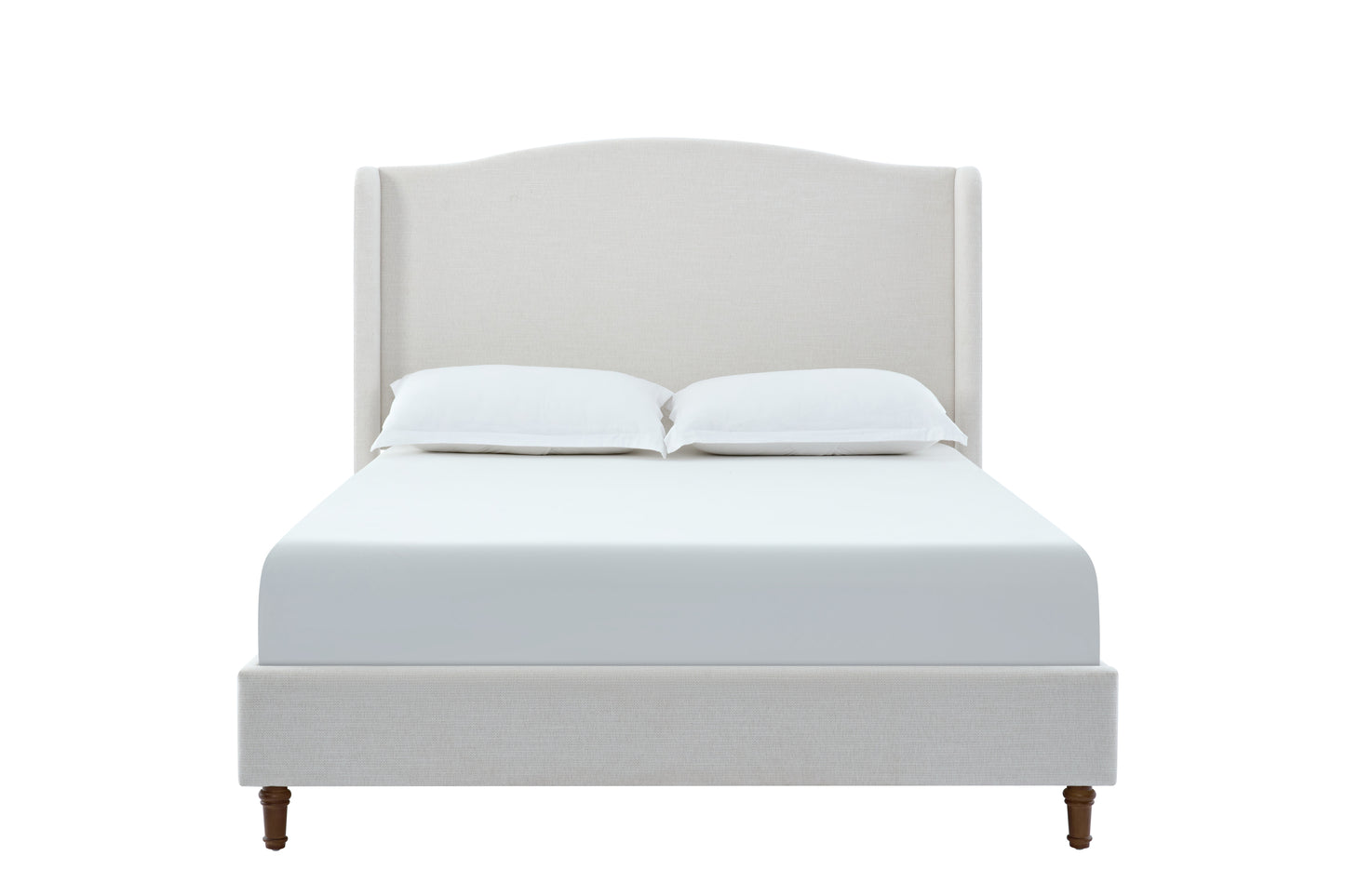 Hannah Upholstered Wingback Bed Size King / Tall 54" Headboard Upholstered King Bed / Premium Textured Canvas Chenille Look Ivory / Minimalist Designs
/ No Box Spring Needed / Easy Assembly / King