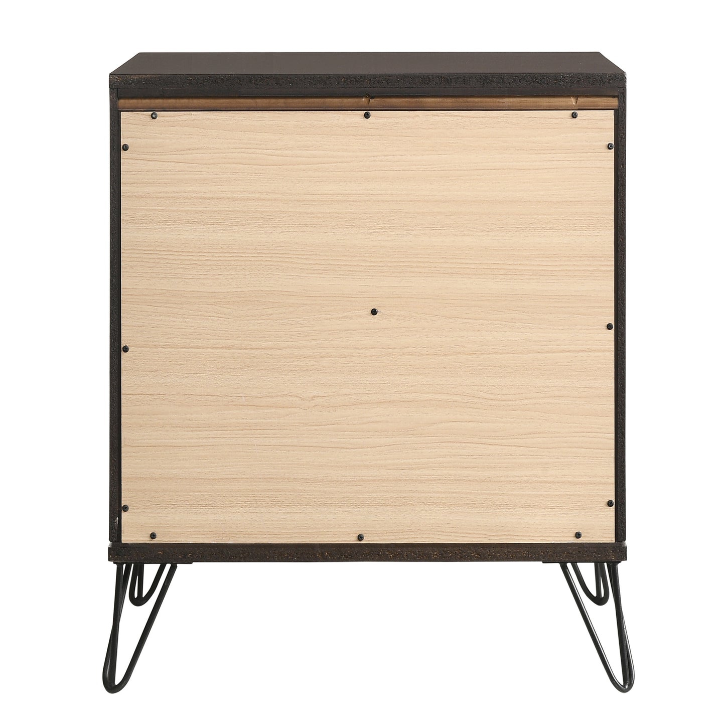Dark Merlot 2-Drawer Nightstand with Hairpin Legs