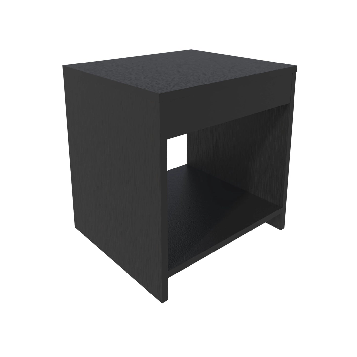 Black Nightstand with Open Storage