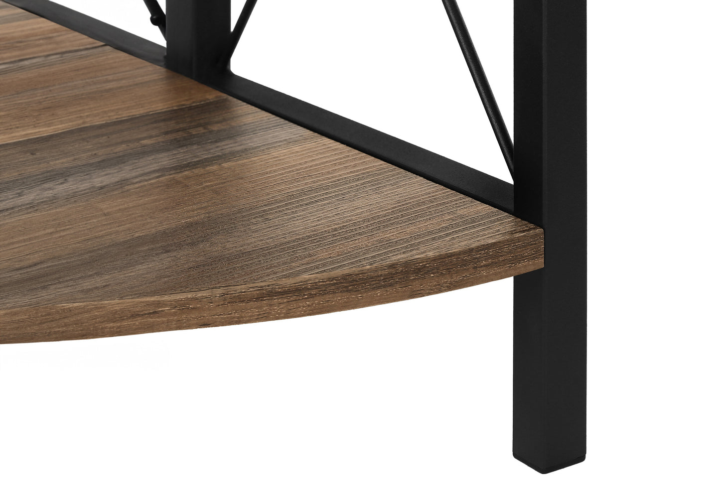 Bookshelf, Bookcase, Etagere, Corner, 4 Tier, 60"h, Office, Bedroom, Brown Laminate, Black Metal, Contemporary, Modern