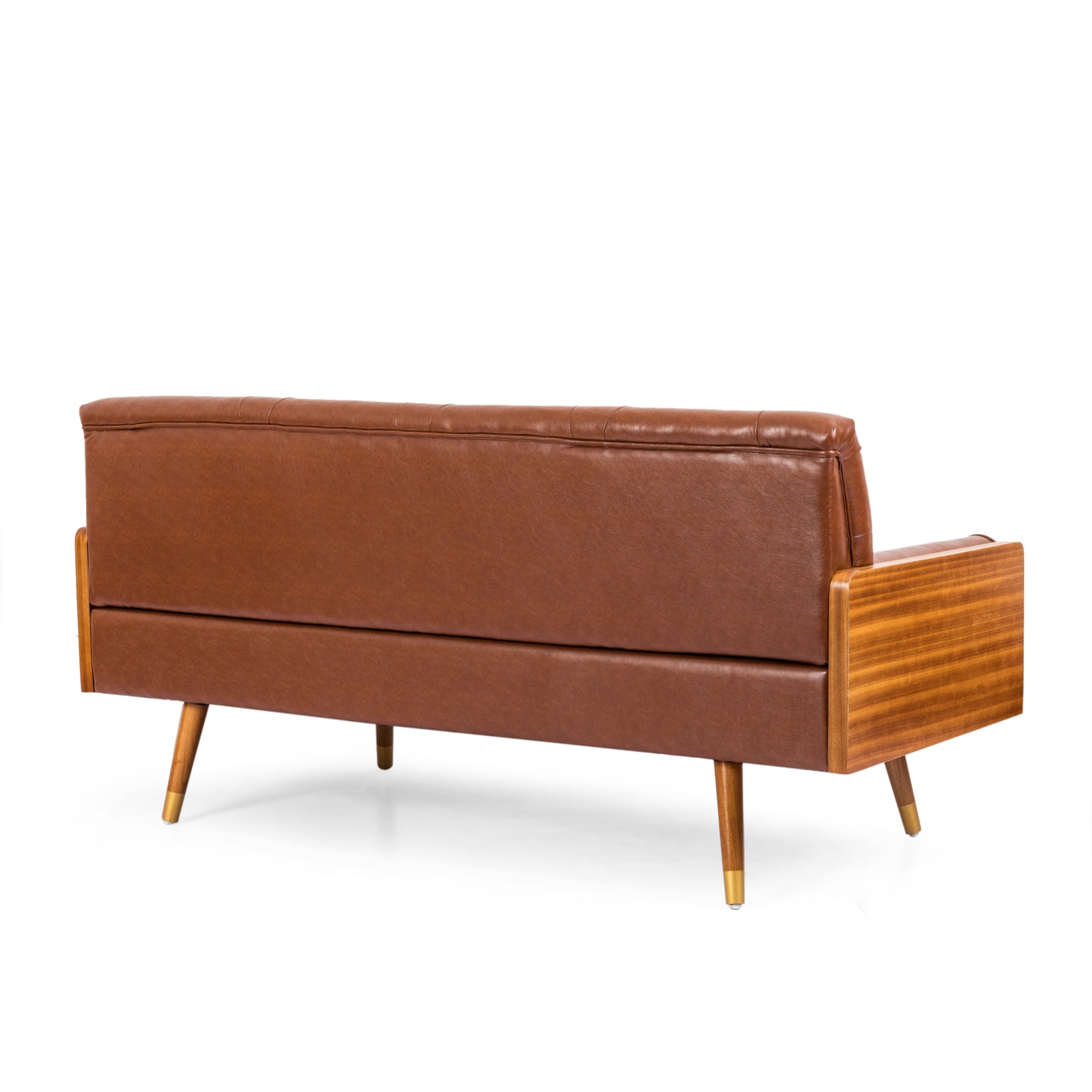 Adelaide Mid-Century Modern Tufted Sofa with Rolled Accent Pillows