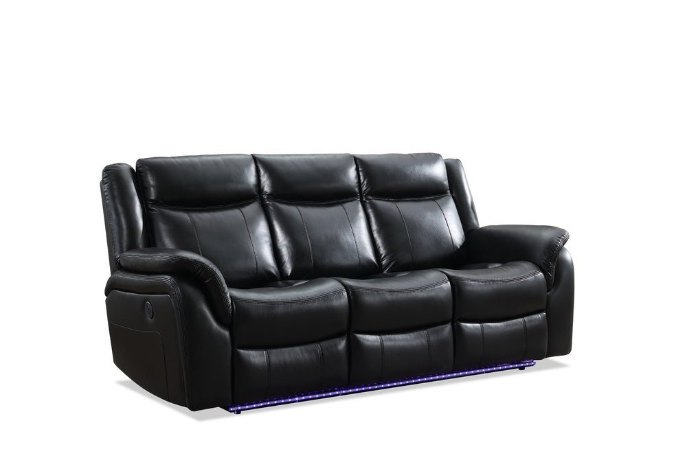 Power reclining sofa with  LED Strip / drop off table black color