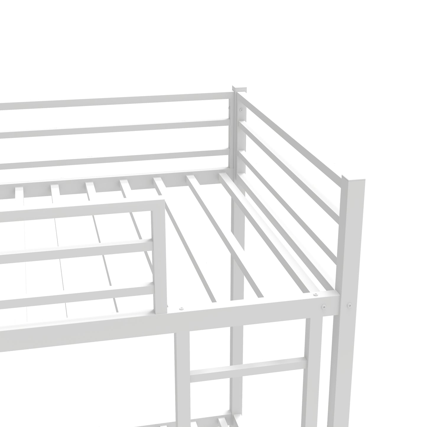 Metal Twin over Twin Bunk Bed/ Heavy-duty Sturdy Metal/ Noise Reduced/ Safety Guardrail/No Box Spring Needed,White