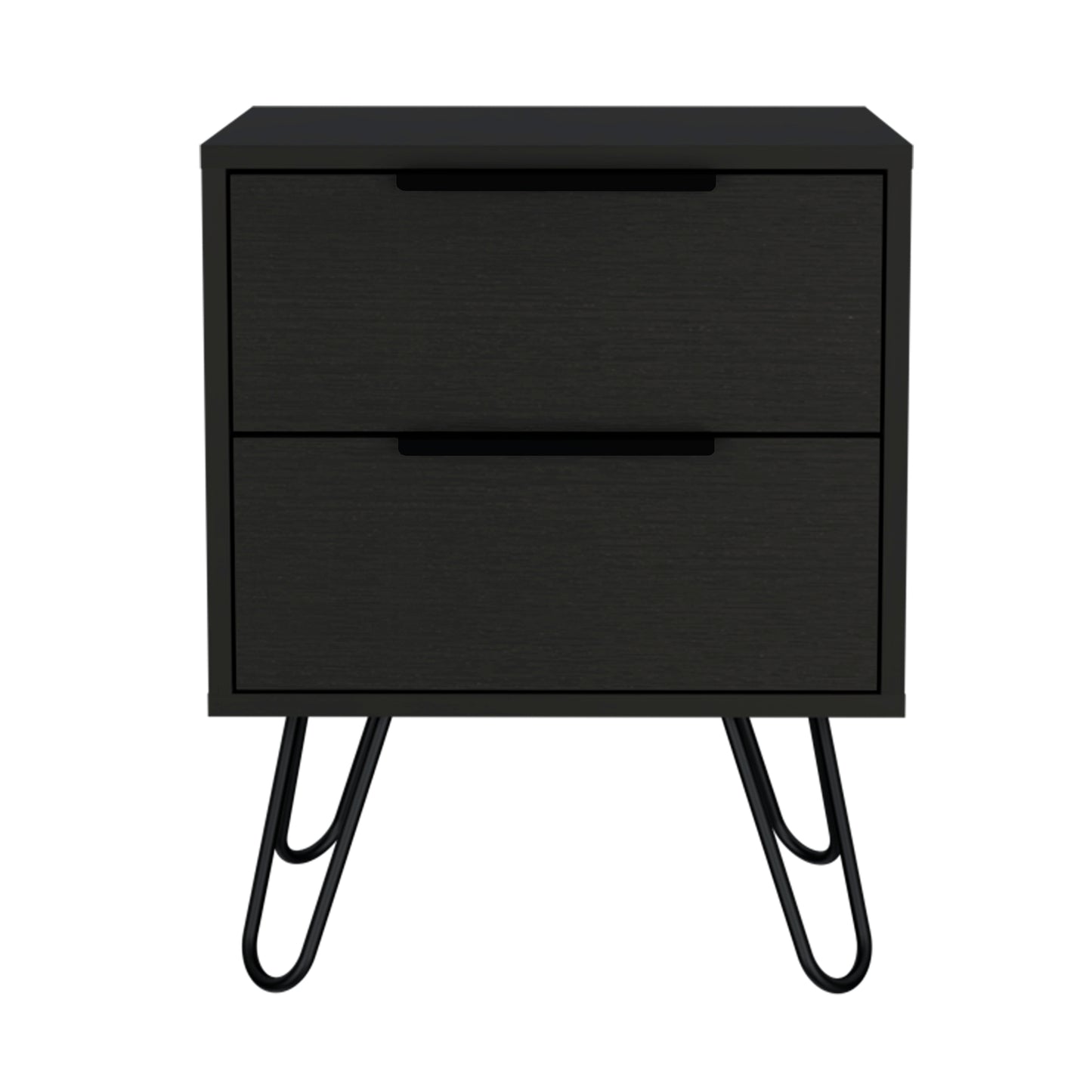 Black Wengue 2-Drawer Rectangle Nightstand
