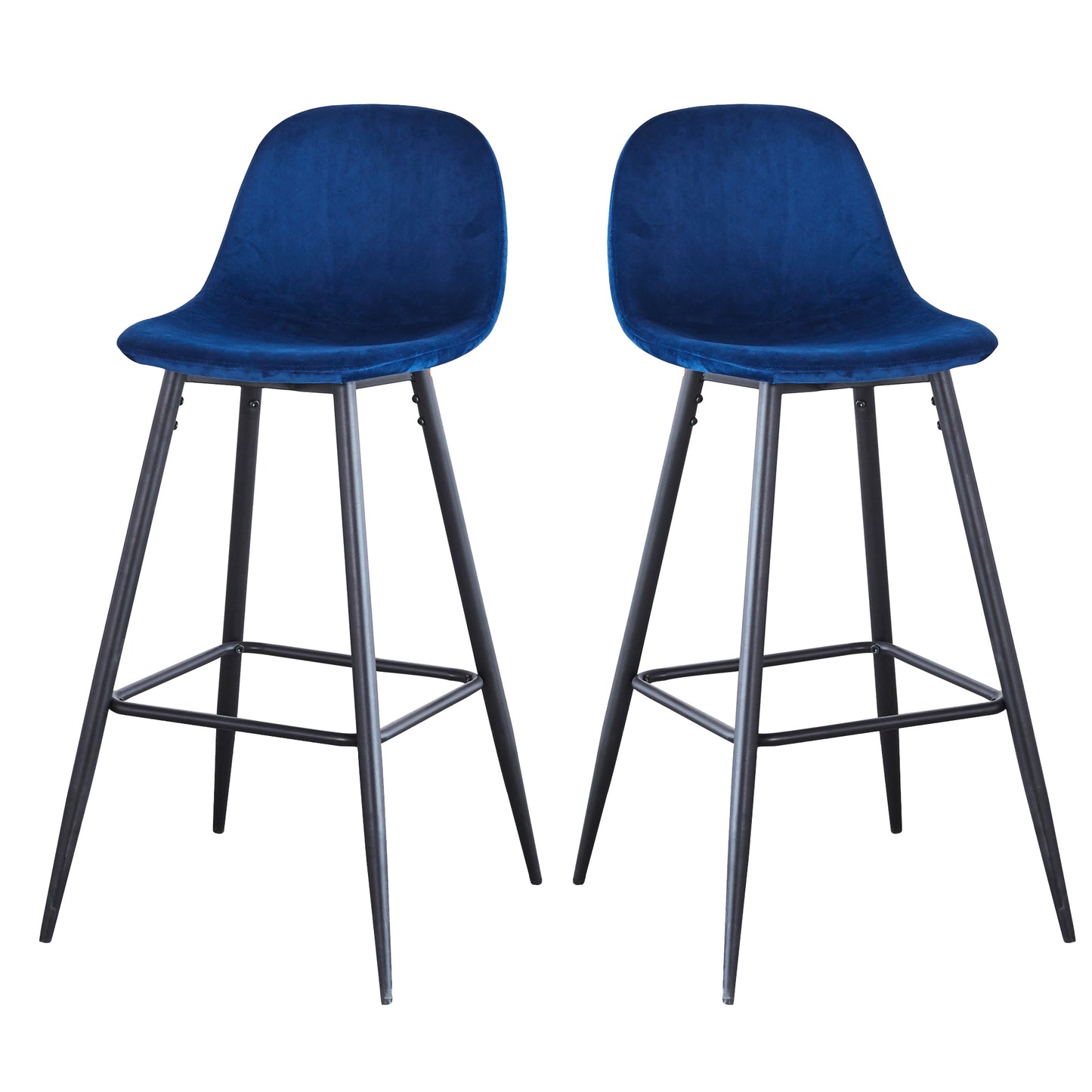 Bar Stools Set of 2, 30 Inches Velvet Barstool Modern Counter Bar Height Chair with Back, Sturdy Metal Legs & Footrests, Easy Assembly, Island Stool for Kitchen Bar