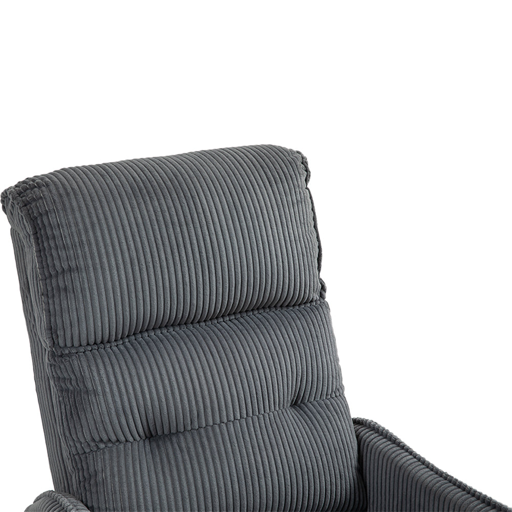 COOLMORE Recliner Chair, Electric Recliner Chairs for Adults, Side Pocket Power Reclining Chair Pocket Springs Seat Cushion, Corduroy Fabric Recliner Sofa for Living Room, Bedroom, Home Theater (DG)