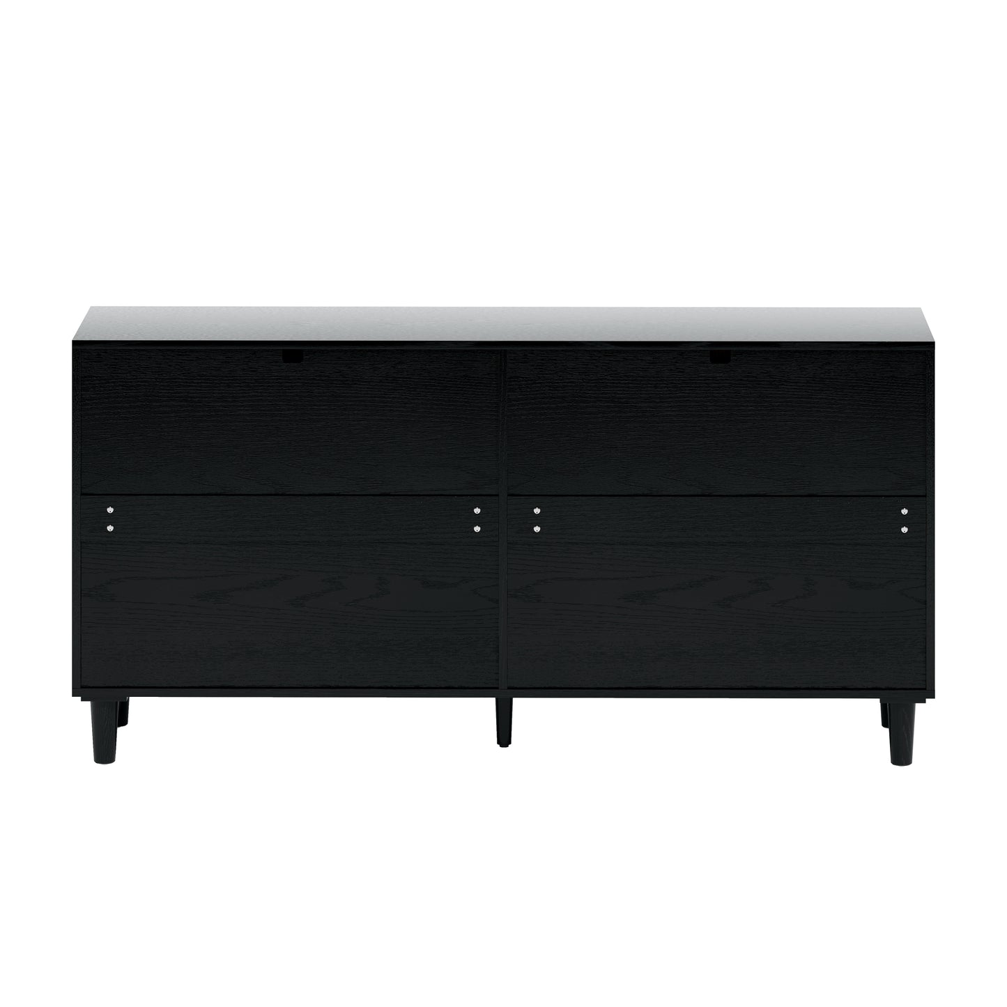 59" Rattan Dresser with Drawers, 6 Drawer Dresser for Bedroom, Clothes Storage Cabinet for Bedroom, Metal Handle&Wood Legs for Hallway, Living Room, Bedroom,Black