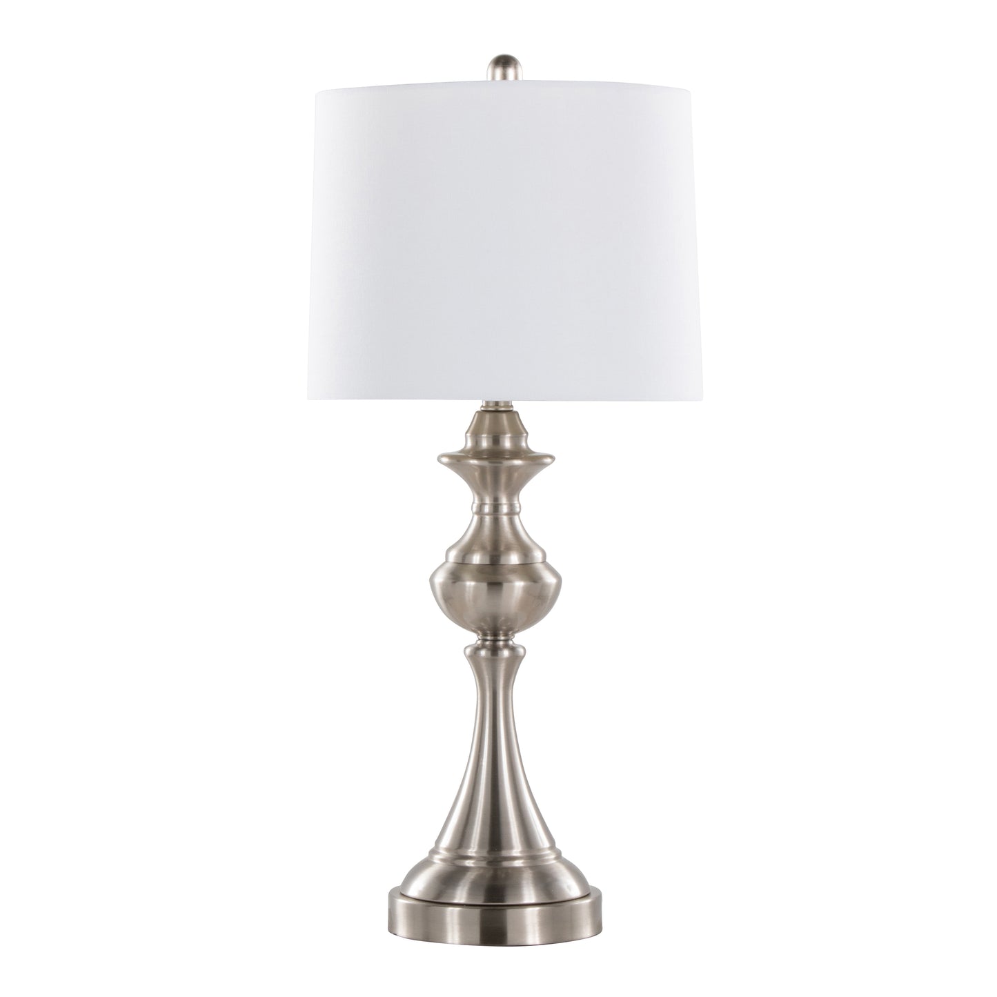 Montgomery 29" Contemporary Metal Table Lamp in Brushed Nickel with White Linen Shade and Built-in USB Port from Grandview Gallery by LumiSource - Set of 2