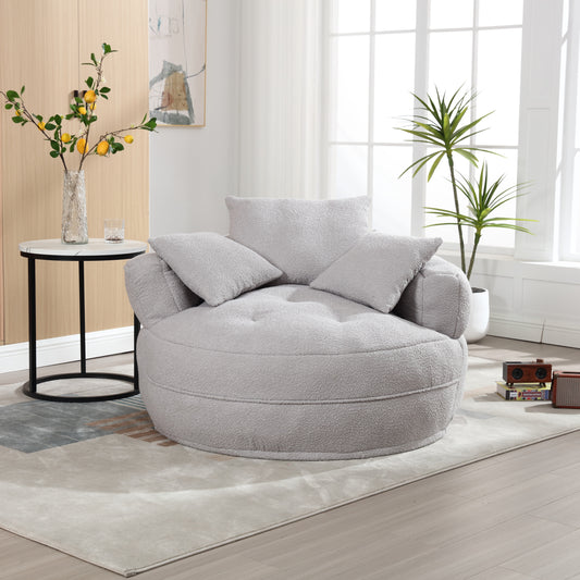 COOLMORE Chenille Sponge single sofa,No Assembly Required,Fluffy Modern Sleeper Chair for Living room, Bedroom, Lounge and Projection Room