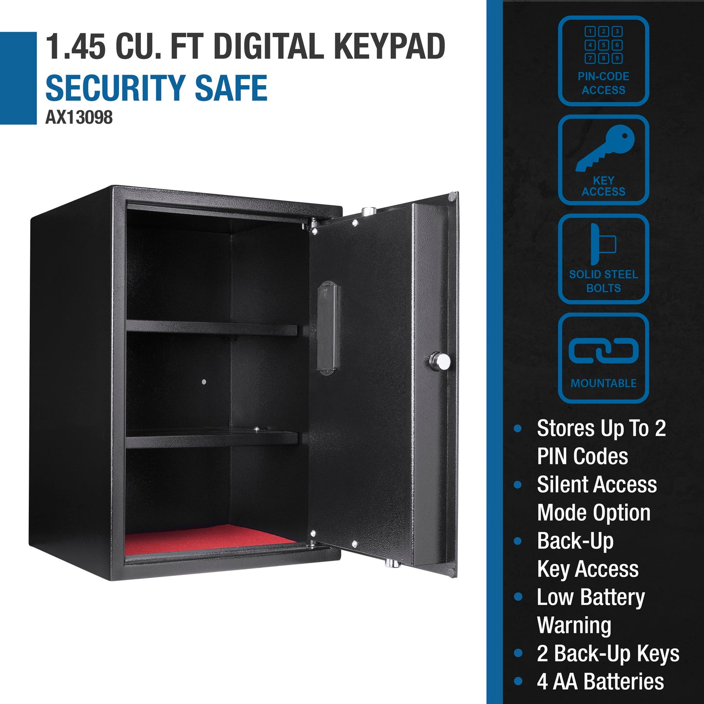 Large Digital Keypad Safe 1 45 Cubic Ft Black