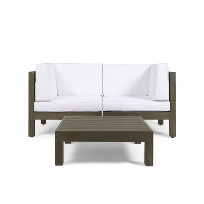 OANA 3-Piece LOVE SEAT SET WITH COFFEE TABLE, WHITE