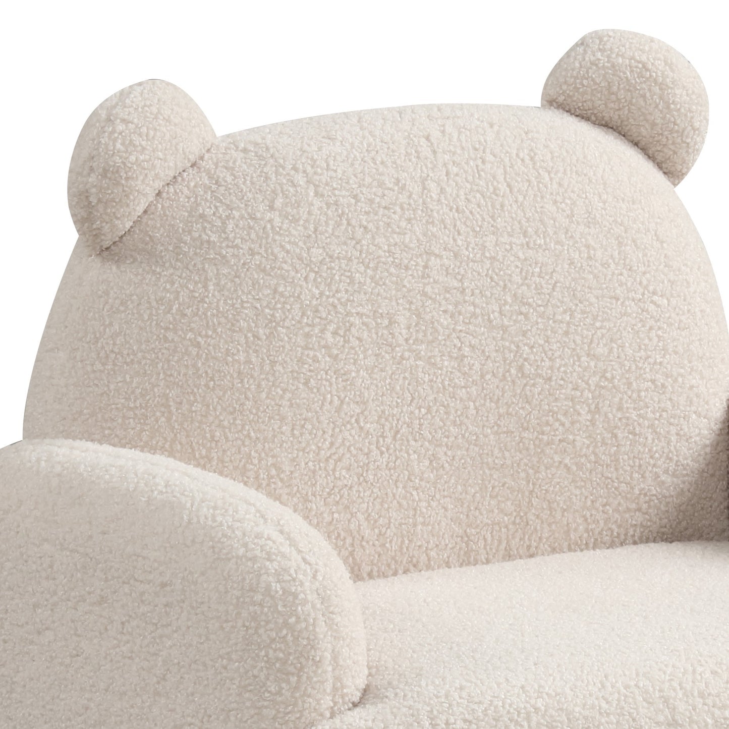 Raelynn 25.5"W Beige Sherpa Bear-Shaped Kids Armchair