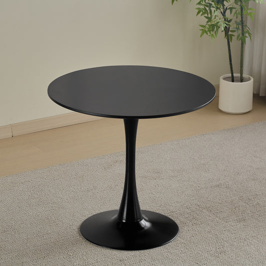 Round Dining Table Small Black Kitchen Table 31.5" in Tulip Design Modern Pedestal Table for Small Space Dining Room 2 to 4 Person