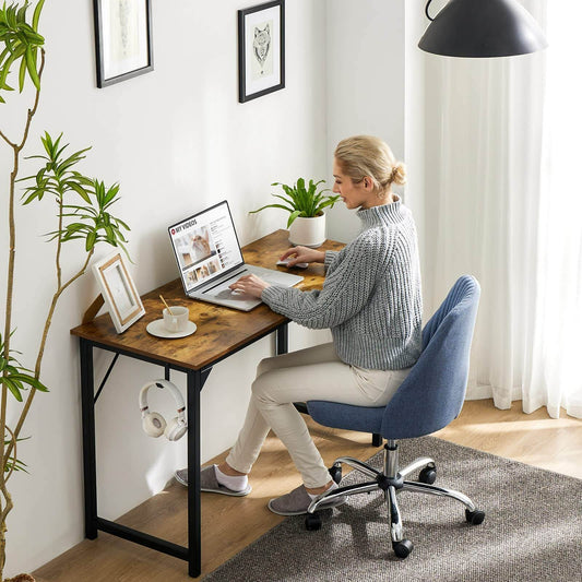 Modern Simple Style Wooden Work Office Desks with Storage,31 Inch,Brown