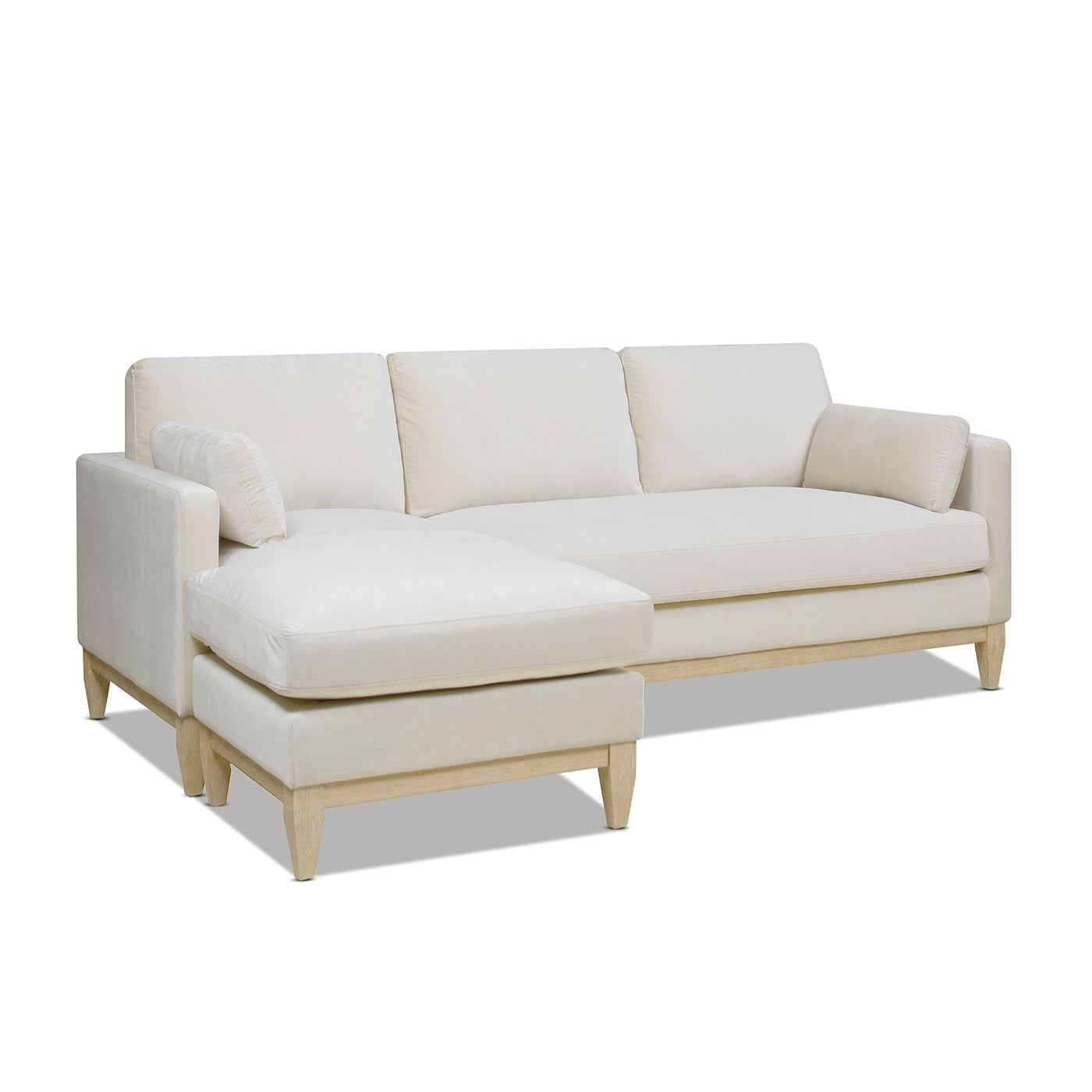 Knox 89" Modern Farmhouse Reversible Chaise Sectional Sofa, French Beige Performance Velvet