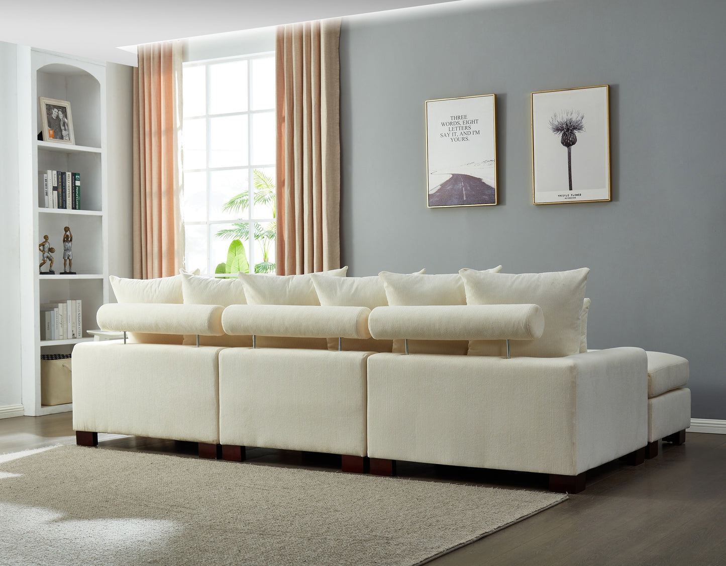 Modular Sectional Sofa,5 Seater Oversized Convertible L & U Shaped Couch, Corduroy Fabric