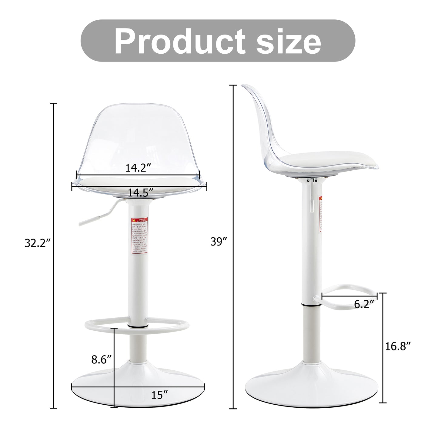 Modern minimalist bar chairs and bar stools. Can rotate 360 ° and adjust lifting. PET backrest and PU seats. Set of 2. Suitable for bars, restaurants, and front desk cashiers.