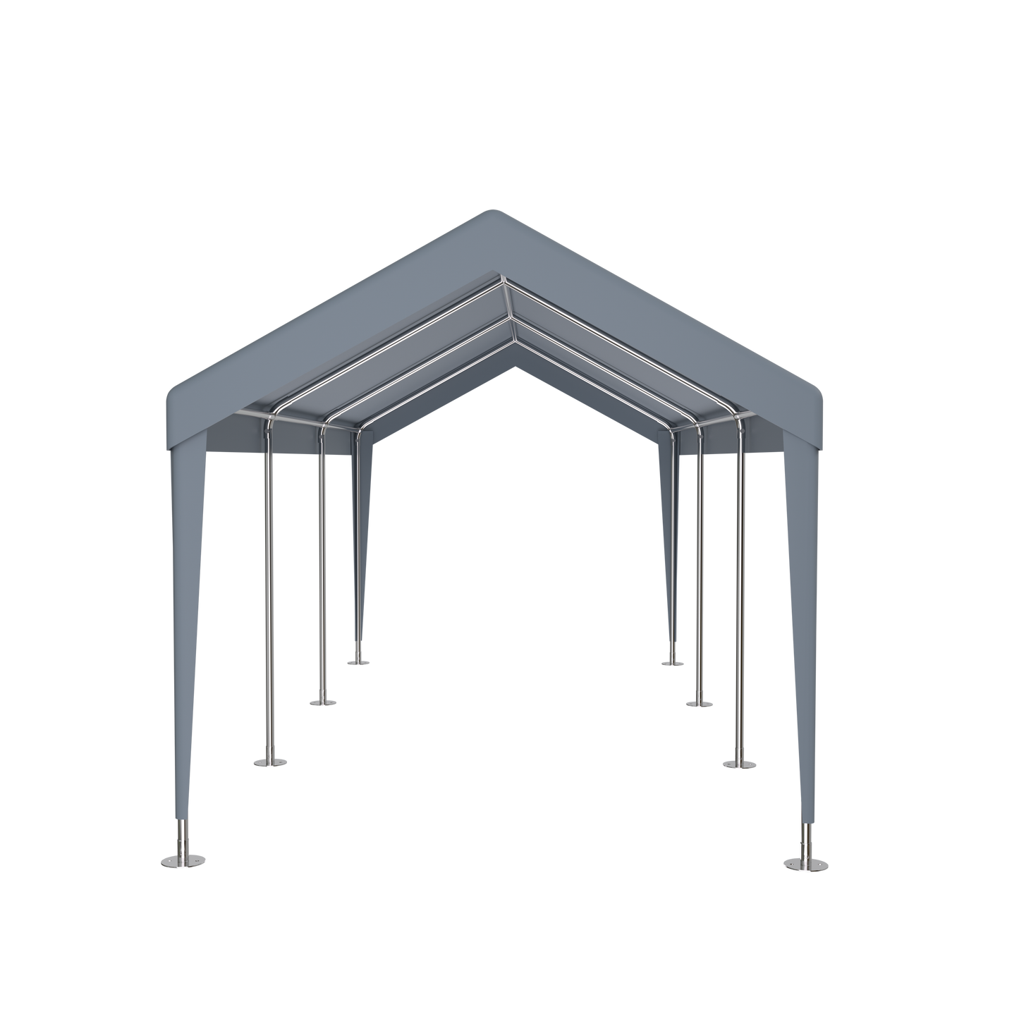 Carport 10' x 20' Portable Garage, Heavy Duty Car Port Canopy with 2 Roll-up Doors & 4 Ventilated Windows for Car, Truck, Boat, Garden Tools, grey