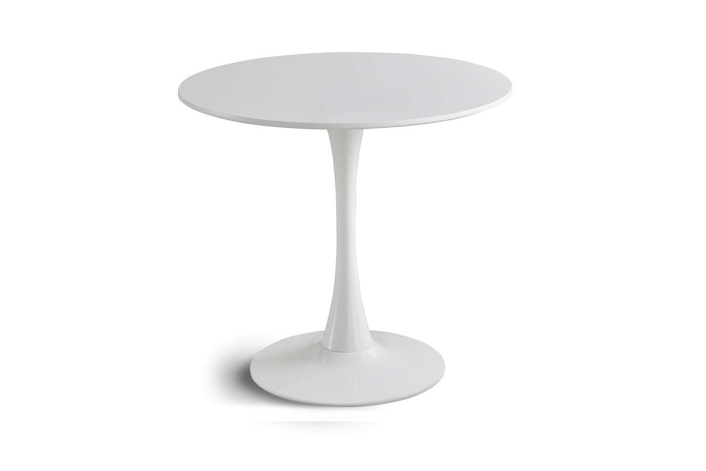 Round White Dining table Modern kitchen table 31.5-inch tulip design with pedestal, medieval casual table seating 2 to 4 people