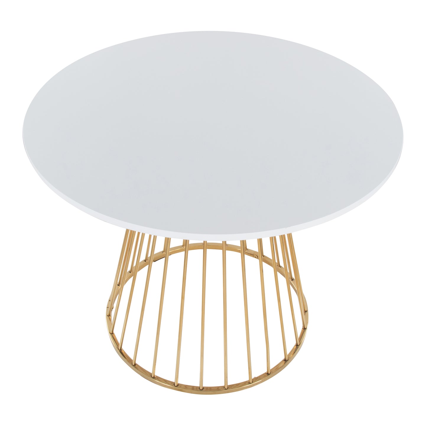 Canary Cosmo Contemporary Dining Table in Gold Metal and White MDF by LumiSource