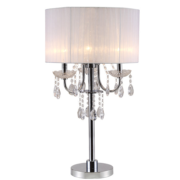 29.5"H WHITE/CHROME CRYSTAL INSPIRED TABLE LAMP (1PC/CTN) (1.58/9.10)