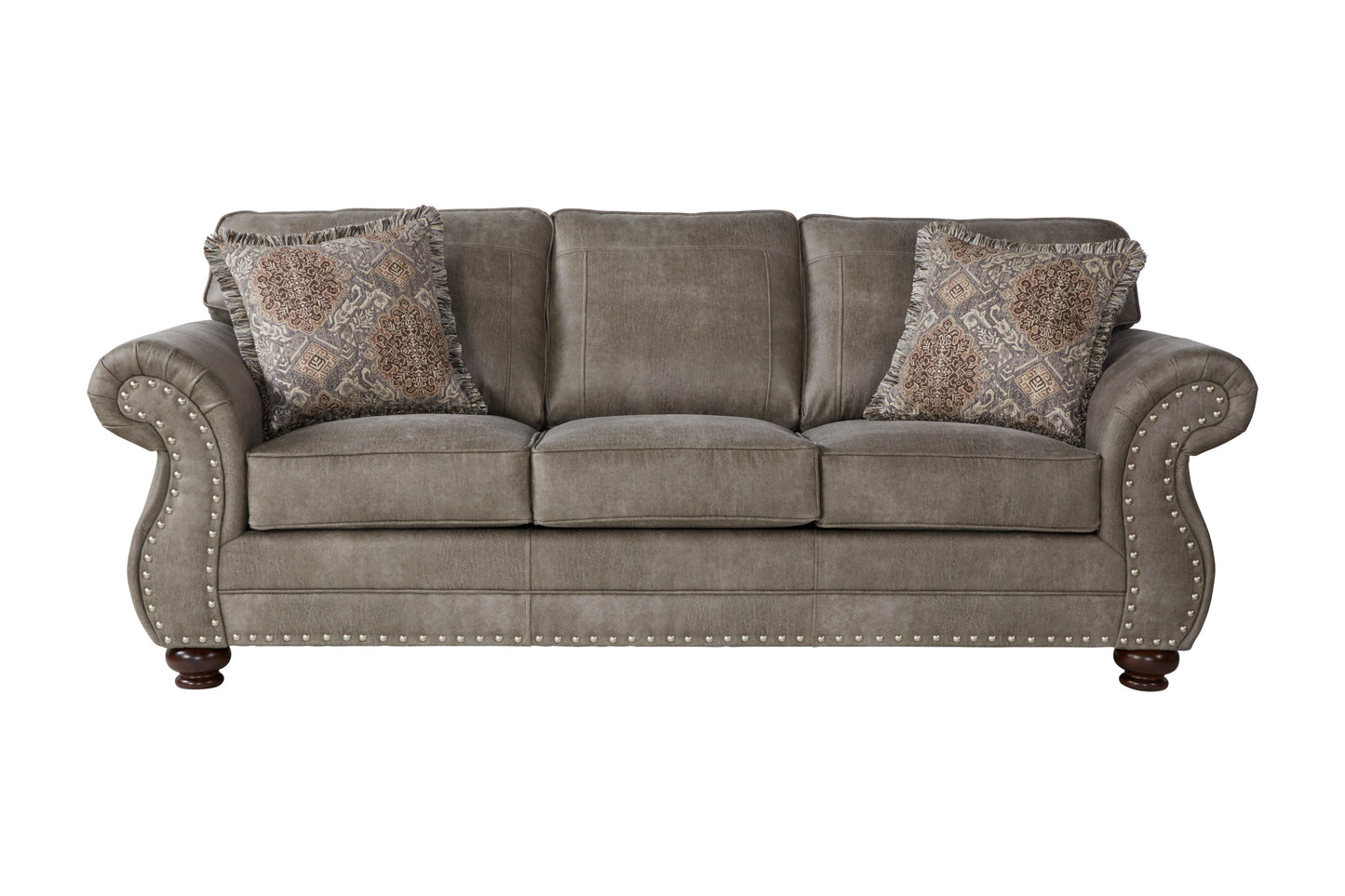 Leinster Faux Leather Upholstered Nailhead Sofa and Loveseat Set