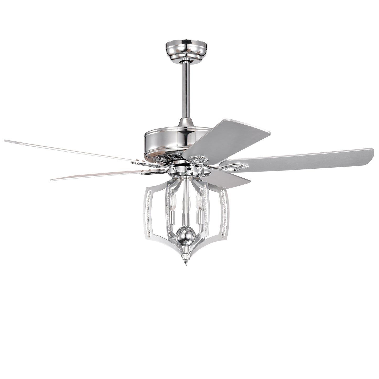 Ceiling Fans with Lights(no include bulb)  and Remote 52 Inch Bedroom Ceiling Fan with Light Crystal Chandelier Fans, Reversible Motor, Timer, Polished Chrome