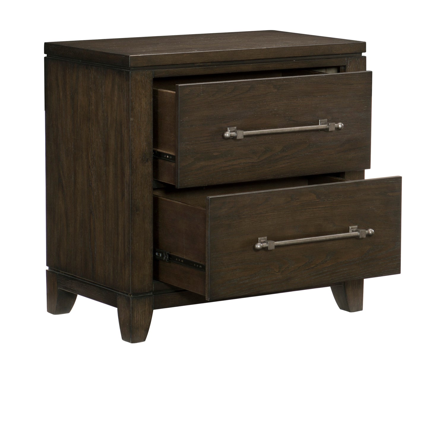 Contemporary Style Bedroom 1pc Nightstand of 2 Drawers Dark Brown Finish Wooden Furniture Modern Look