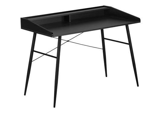 Computer Desk, Home Office, Laptop, Storage Shelves, 48"l, Work, Black Laminate, Black Metal, Contemporary, Modern