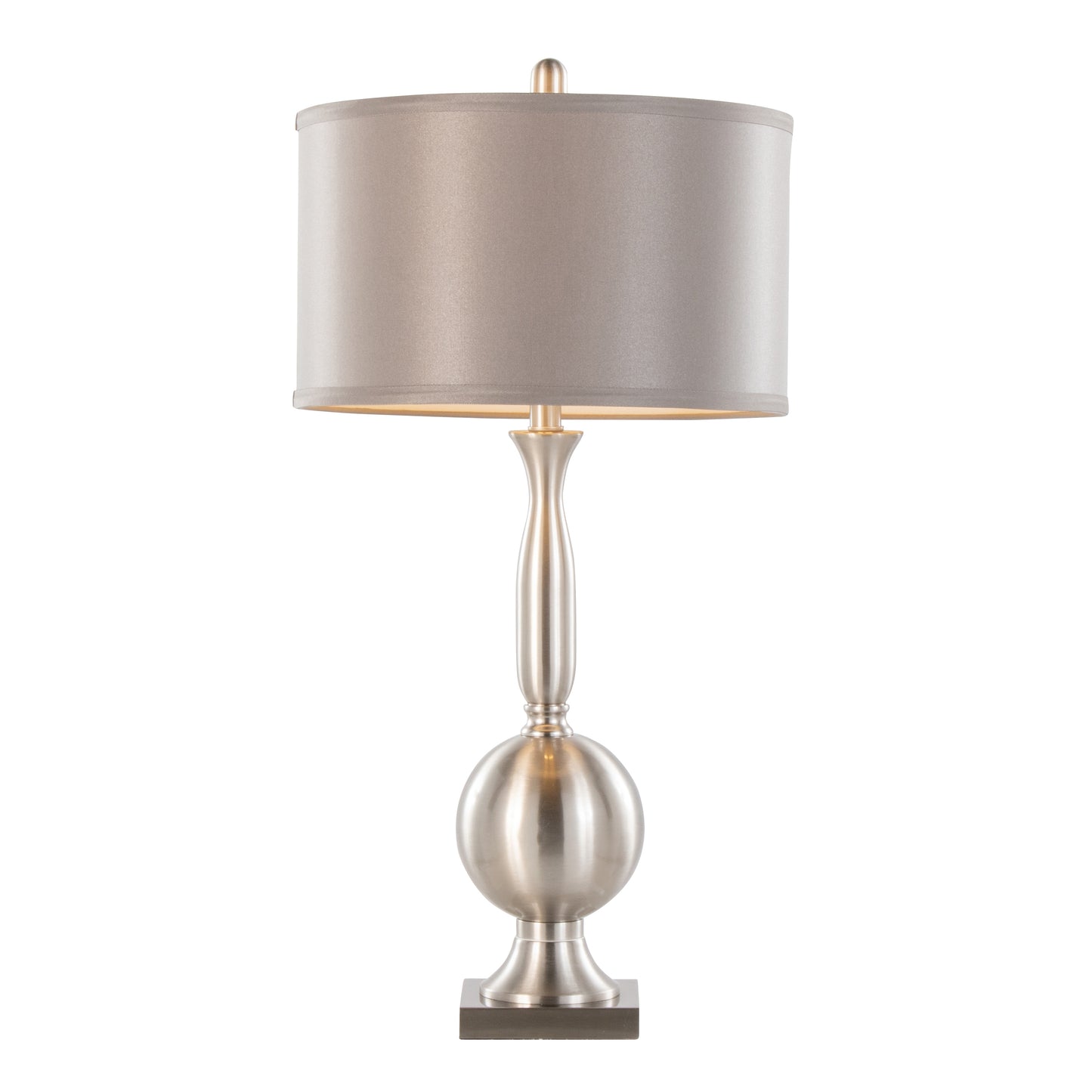 Joan 30" Contemporary Metal Table Lamp in Brushed Nickel with Grey Satin Shade from Grandview Gallery by LumiSource - Set of 2