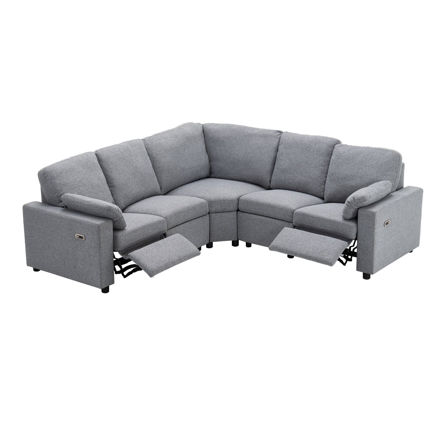 89" Power Recliner Sectional Sofa Home Theater Reclining Sofa with Two USB Ports, Two Storage Drawers for Living Room, Gray