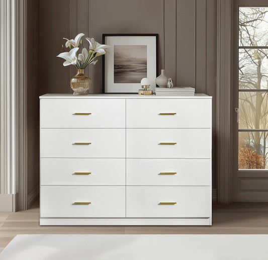 Modern White 8-Drawer Dresser for Bedroom - Ample Storage Wide Chest of Drawers, Sturdy & Safe